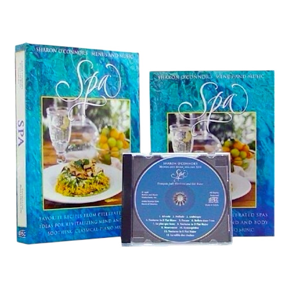 Vintage 90s Menus and Music Spa Cookbook Classical Piano Music CD Rare Boxed Set